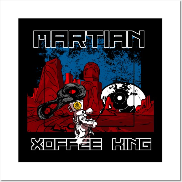 Martian Xoffee King - The Spear Thrower (White Text on Black) Wall Art by King Caiman